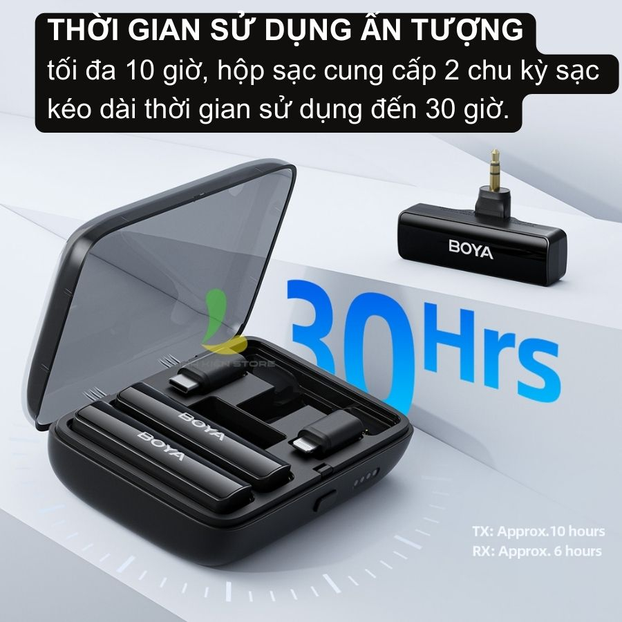 Micro thu âm không dây HOSAN BOYALINK (BOYA LINK) công nghệ 2.4GHz kênh đôi cổng Light.ningg, Type-C, 3.5mm TRS