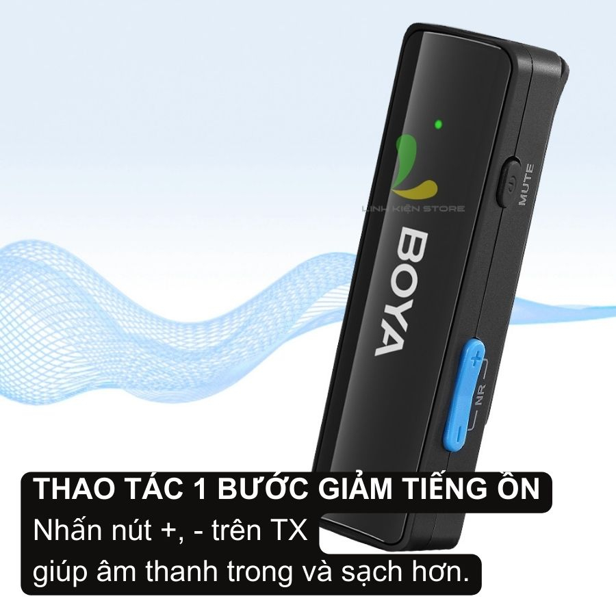 Micro thu âm không dây HOSAN BOYALINK (BOYA LINK) công nghệ 2.4GHz kênh đôi cổng Light.ningg, Type-C, 3.5mm TRS