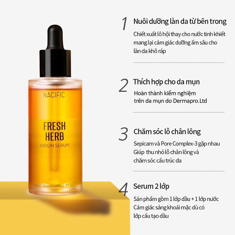 COMBO Tinh Chất Peel Da Nacific Origin Red 50ml + Serum Dưỡng Ẩm Nacific Fresh Herb 20ml