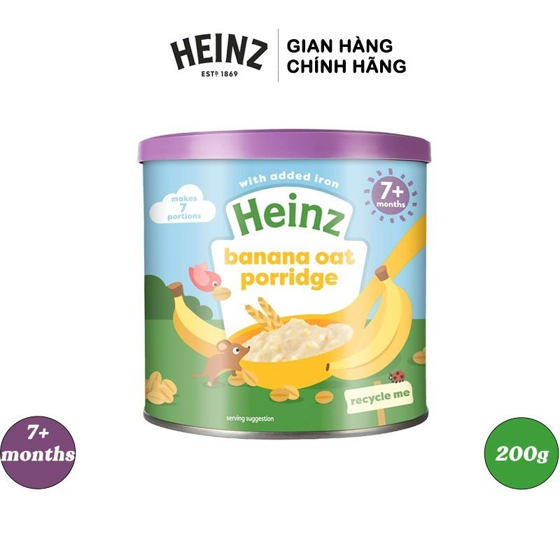 [MẪUMỚi 4/2/24]Bột ăn dặm Cháo chuối yến mạch HEINZ 220g