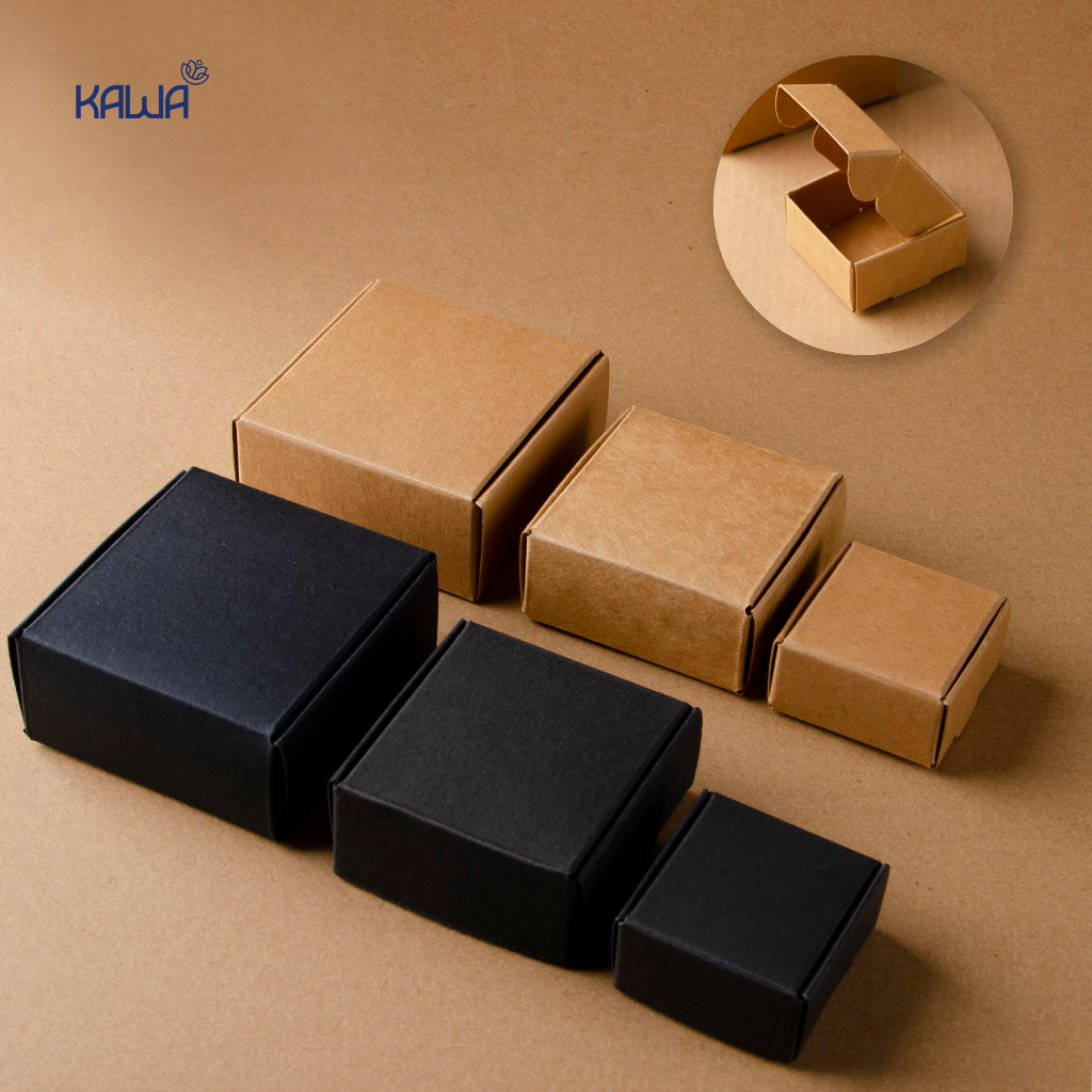 SET 10 Hộp nắp gài tháo gấp, hộp giấy mini kraft cao cấp