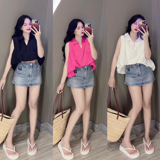 Áo sơ mi sát nách babydoll bí xinh smlulu