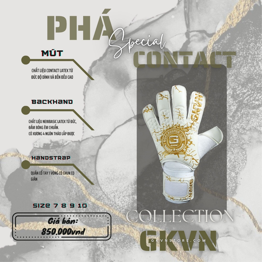Găng Tay Thủ Môn GKVN Phá Special Contact Trắng