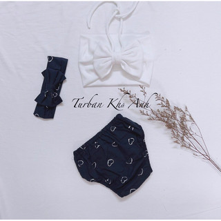 Bikini đi biển cho bé kèm turban