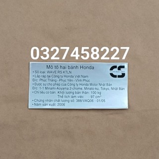 Tem hộp xích, cacte wave rs 2006, thông số năm sản xuất