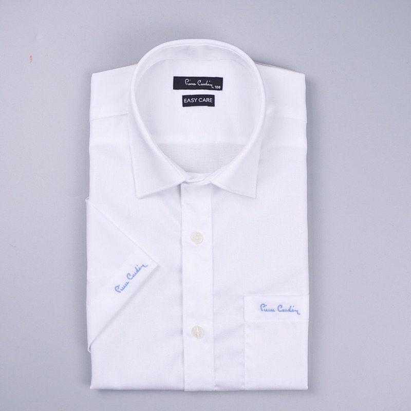 Áo Sơ Mi Nam Trắng Cộc Tay vạt bầu Pierre Cardin nội địa Hàn , cao cấp, chất liệu cotton, công sở, đẹp