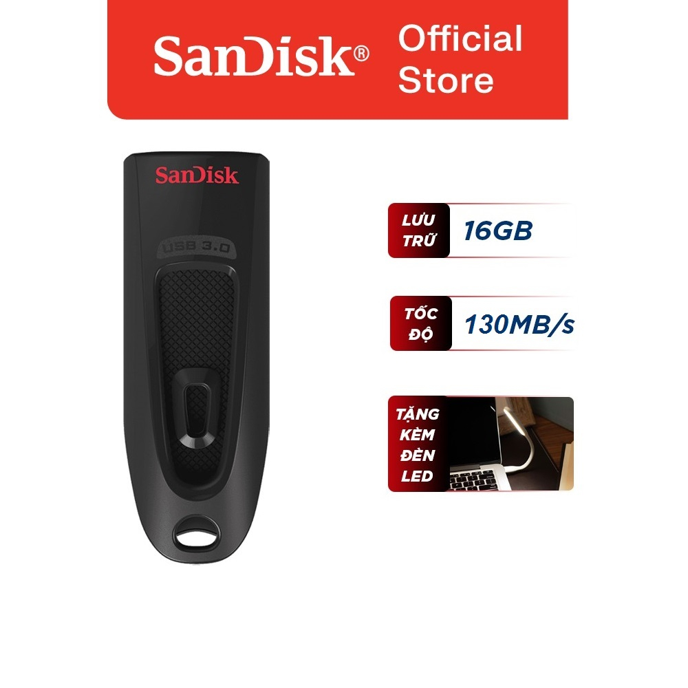 USB SanDisk Ultra CZ48 16GB USB 3.0 Flash Drive tặng đèn LED USB