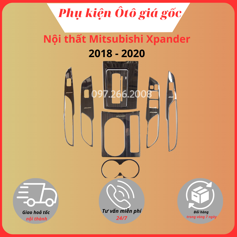 Ốp nội thất xe Mitsubishi Xpander 2018, 2019, 2020 titan phay xước cao cấp