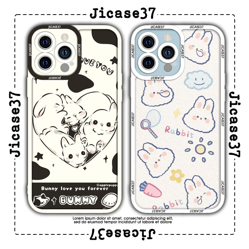 Ốp lưng iPhone Cạnh Vuông Jicase In Hình Jicase Thỏ mây trắng rabbit