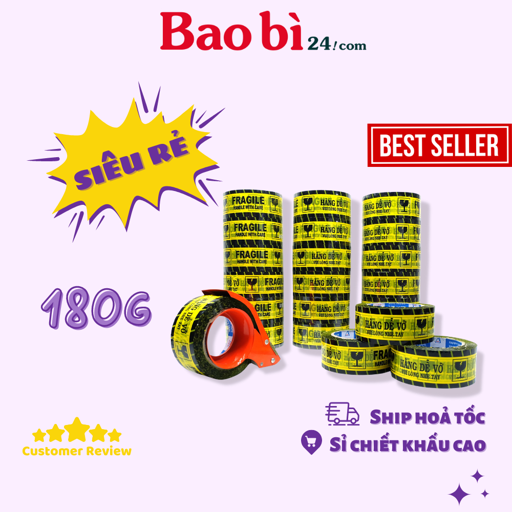 [180g] Băng Dính In Hàng Dễ Vỡ Đóng Gói Hàng – baobi24.com