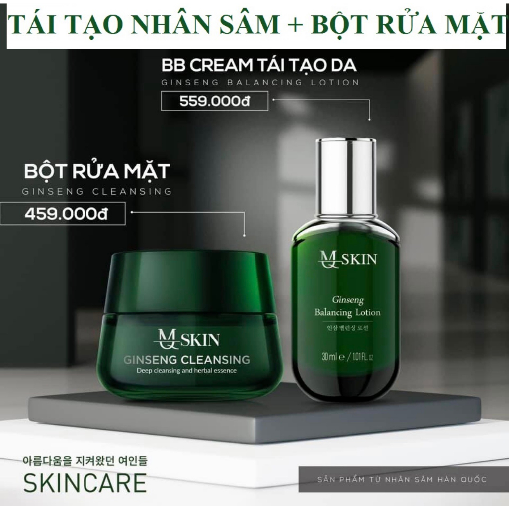 Combo tái tạo da nhân sâm BB Cream MQ SKIN + Bột rửa mặt nhụy hoa nghệ tây mẫu mới hàng chính hãng