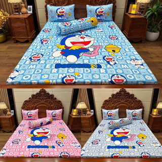 Mẫu Doremon . Bộ chăn ga gối thun lạnh 5D cao cấp