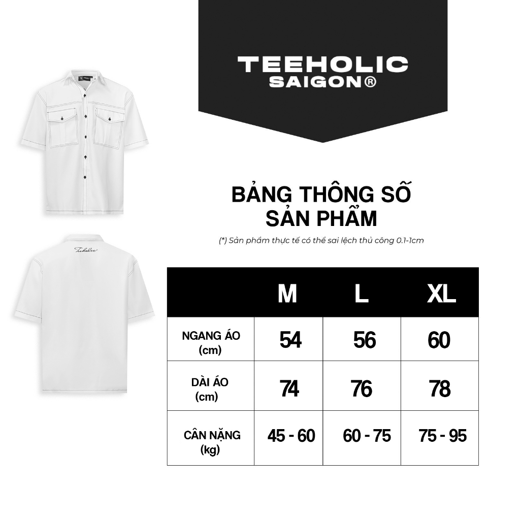 Áo sơ mi unisex túi hộp màu trắng vải cao cấp đứng form local brand teeholic