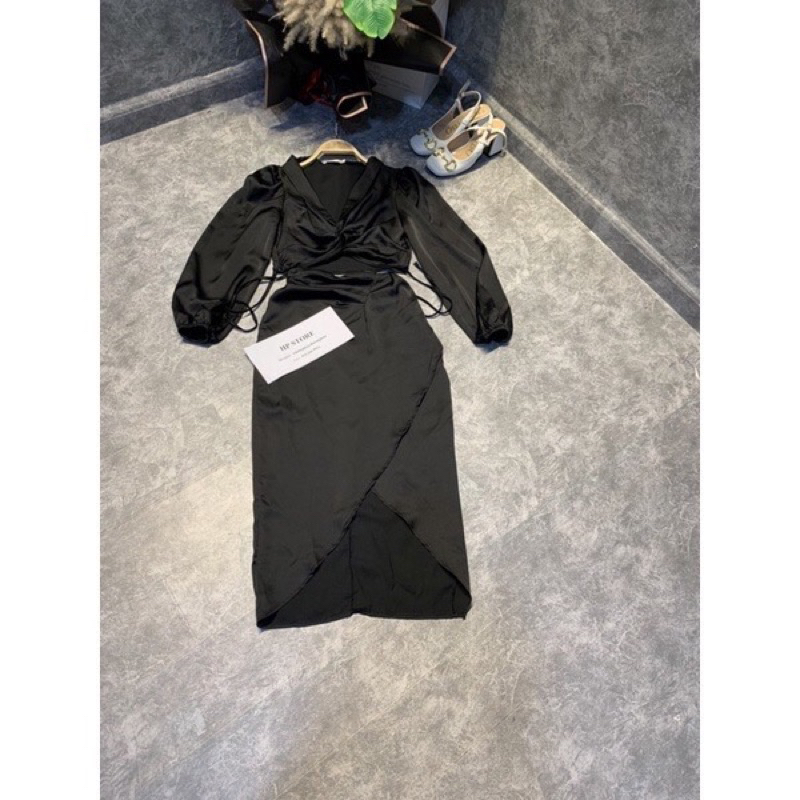 Váy lụa khoét eo đan chéo nhiều mẫu