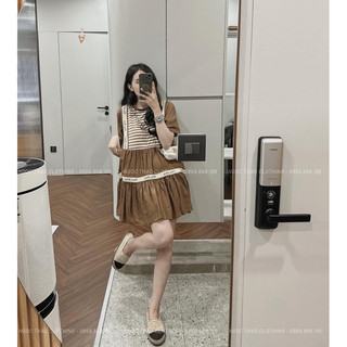 Váy xuông Miu Miu tơ phối kẻ
