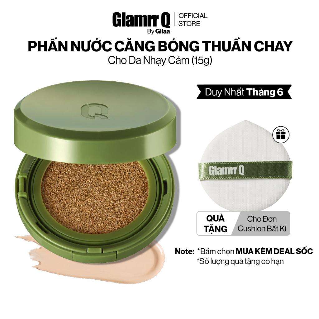 Siêu Phấn Nước Căng Bóng GLAMRR Q Vegan Super Glow Cushion SPF50+/PA++++ (1 lõi x 15g)