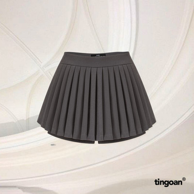 TINGOAN® - Chân váy cạp cao xếp ly lượn gấu xám FORGET MY EX SKIRT VER2/GR PHIÊN BẢN T6.2026