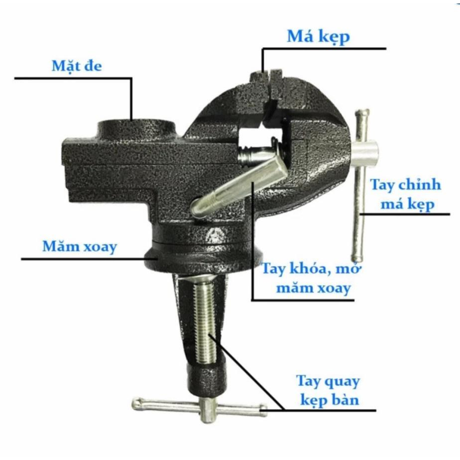 Ê tô kẹp bàn mini mâm xoay 360 độ ASAKI AK-6276, Kẹp tối đa 60mm - Hàng Nhật Bản chính hãng