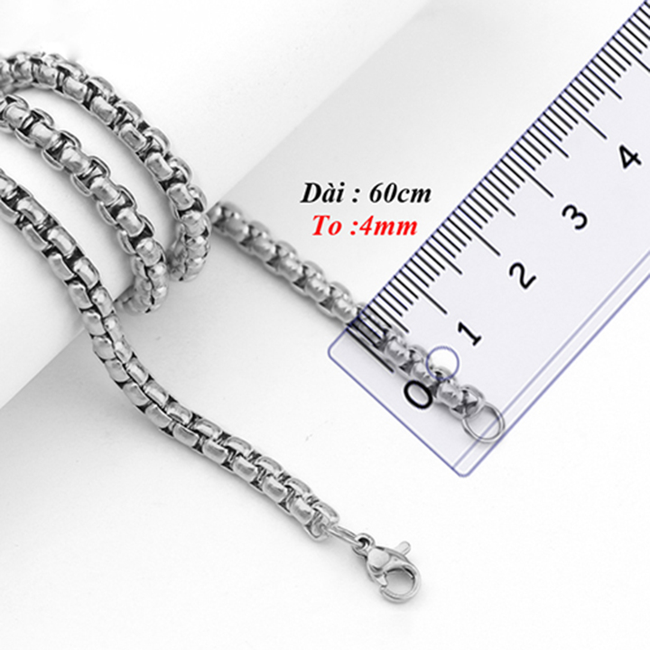 Dây chuyền nam cao cấp thời trang đẹp titan thép không gỉ kiểu bông dừa khít PT JEWELRY kích cỡ 7mm PTDCNA191