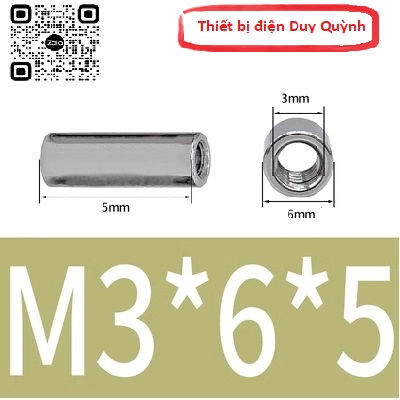 Đai ốc Nối ty tròn inox 304 đường kính ngoài phi 6mm M3x4 M3x4.5 M3x5 M3x6 M3x8 M3x10