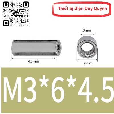 Đai ốc Nối ty tròn inox 304 đường kính ngoài phi 6mm M3x4 M3x4.5 M3x5 M3x6 M3x8 M3x10