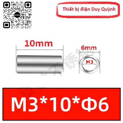 Đai ốc Nối ty tròn inox 304 đường kính ngoài phi 6mm M3x4 M3x4.5 M3x5 M3x6 M3x8 M3x10