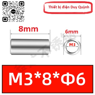 Đai ốc Nối ty tròn inox 304 đường kính ngoài phi 6mm M3x4 M3x4.5 M3x5 M3x6 M3x8 M3x10