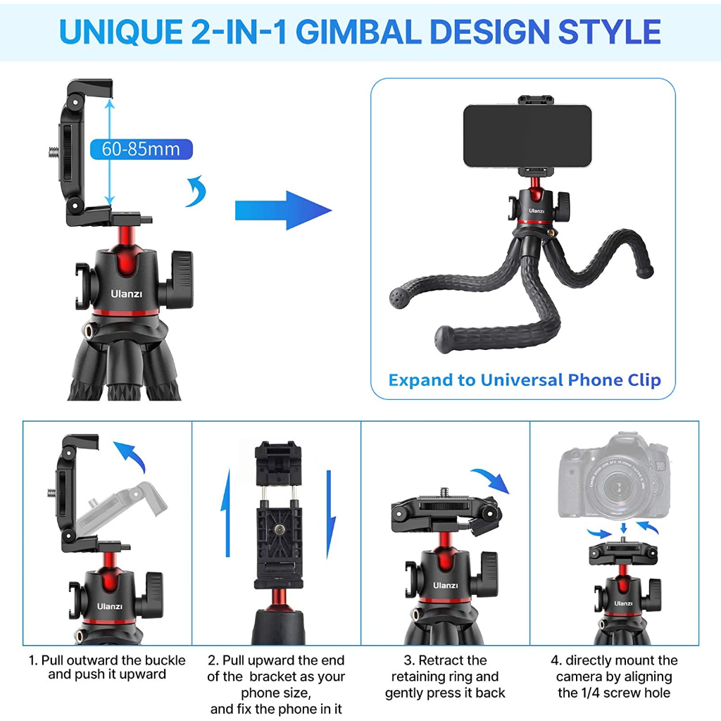 Ulanzi MT-33 - Chân Tripod Bạch Tuộc Đa Năng Cho Máy Ảnh - Điện Thoại - Hàng Chính Hãng