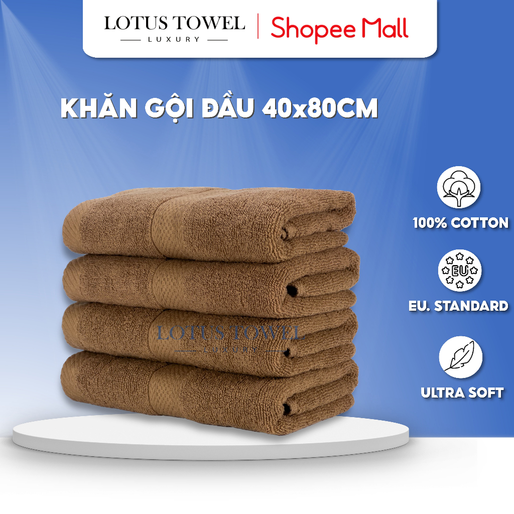 Khăn Gội Đầu 40x80cm LOTUS TOWEL 100% Cotton Cao Cấp Mềm Mịn Thấm Hút Không Ra Màu | BigBuy360 - bigbuy360.vn