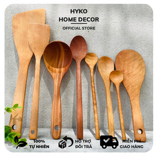 Set muôi vá sạn thìa muỗng gỗ tự nhiên, gỗ nhãn không phun sơn