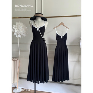 ĐẦM MAXI HAI DÂY PHỐI VIỀN MÀU CỔ GIỌT NƯỚC DÁNG DÀI