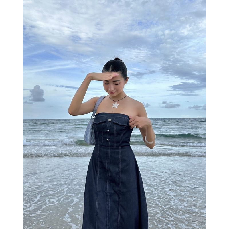 Đầm jean nữ dáng dài-Turmi Denim Dress