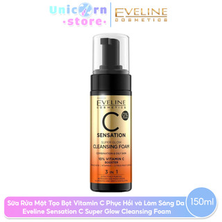 (T10/2024) Sữa Rửa Mặt Tạo Bọt Vitamin C Phục Hồi và Làm Sáng Da Eveline Sensation C Super Glow Cleansing Foam 150ml