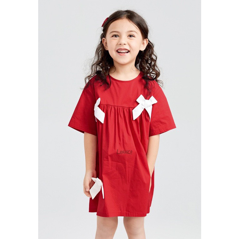 Váy đỏ nơ trắng Lenco cho bé gái