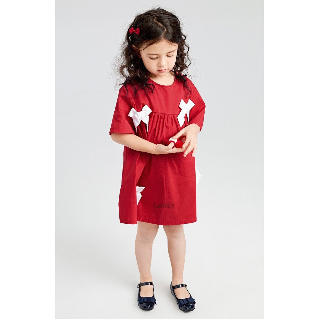 Váy đỏ nơ trắng Lenco cho bé gái