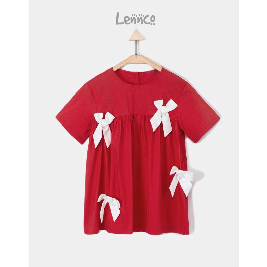 Váy đỏ nơ trắng Lenco cho bé gái