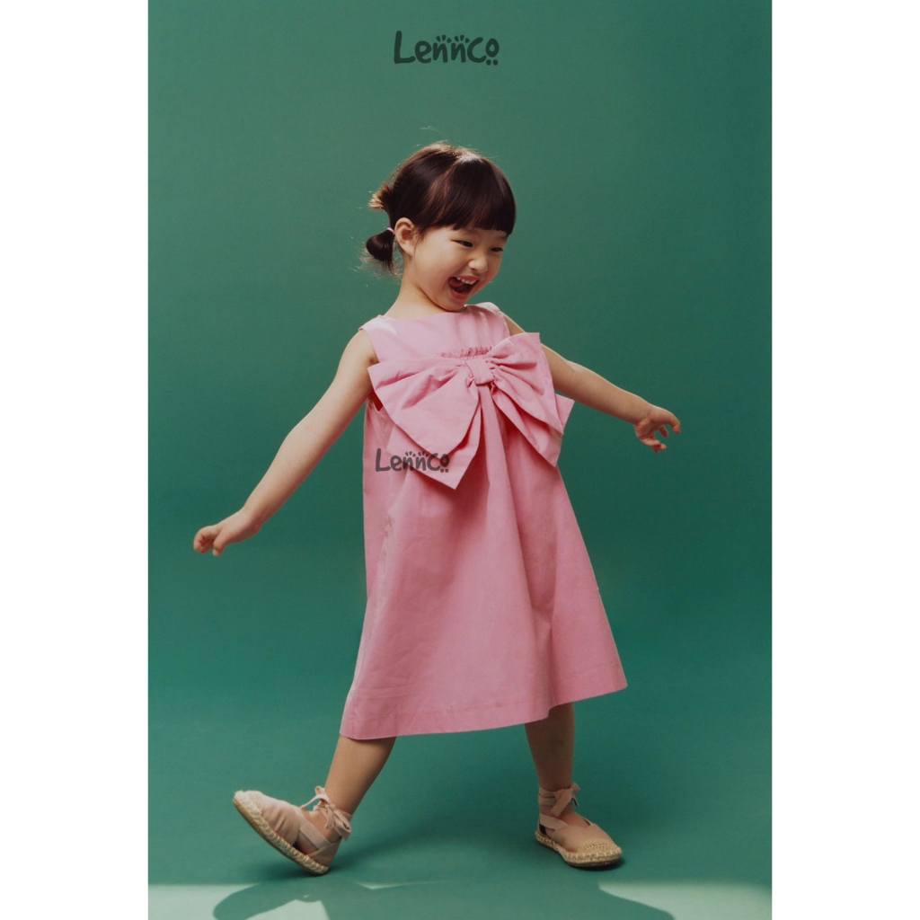 Váy hồng nơ to sát nách Lennco cho bé gái