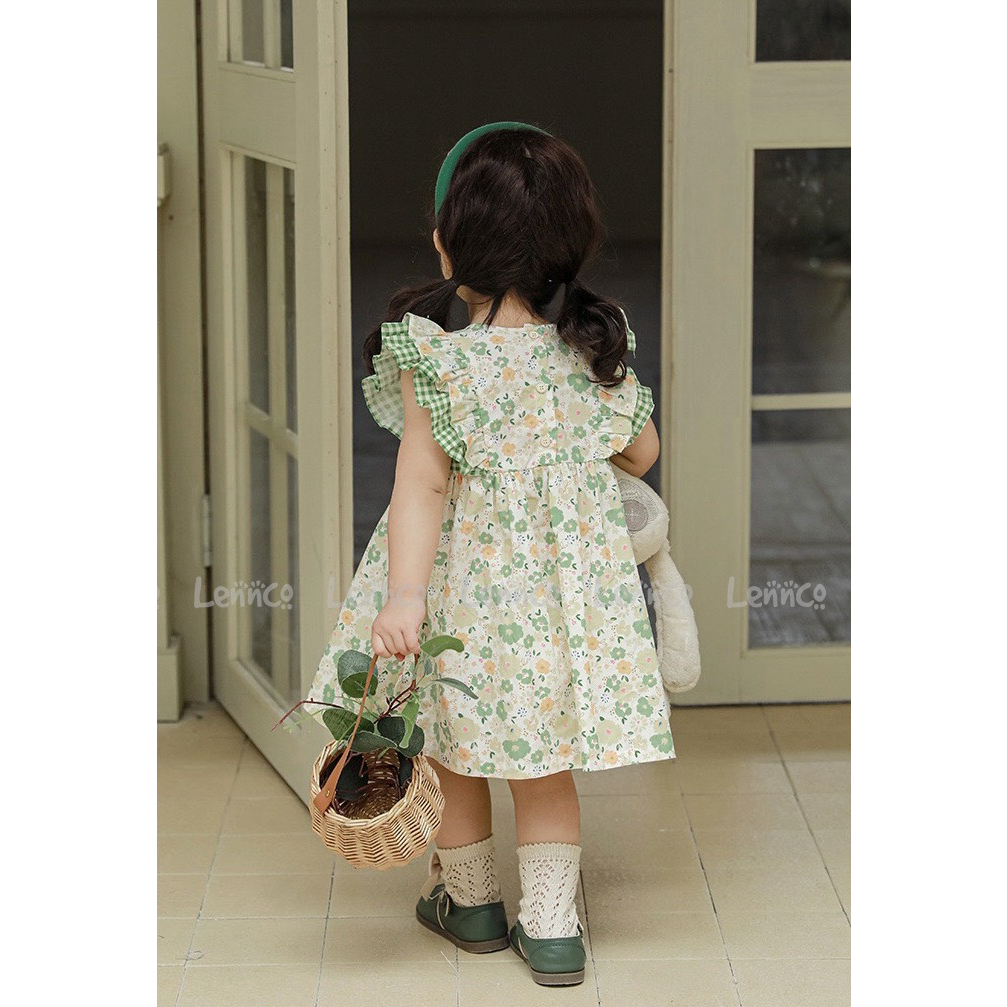 Váy hoa phối kẻ Lennco cho bé gái