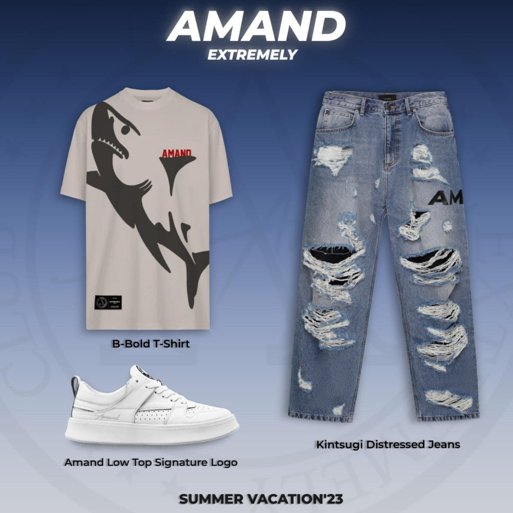 Quần Jeans Amand Kintsugi Distressed Jeans/QB038