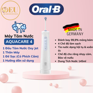 Máy tăm nước cầm tay oral b aquacare 4 - làm sạch mảng bám, vi khuẩn - massage nướu răng - hổ trợ niềng răng