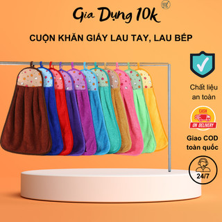 Khăn lau tay, Khăn lau bếp có móc treo màu sắc xinh xắn dễ thương loại 26 x 43cm