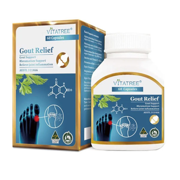 Vitatree Gout Relief, hỗ trợ giảm triệu chứng của gout và viêm khớp ( Hộp 60 viên )