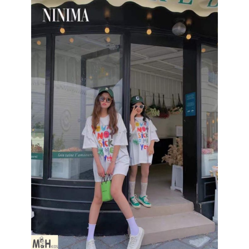 Sét váy áo hình chụp trải sàn bao chất cho mẹ và bé