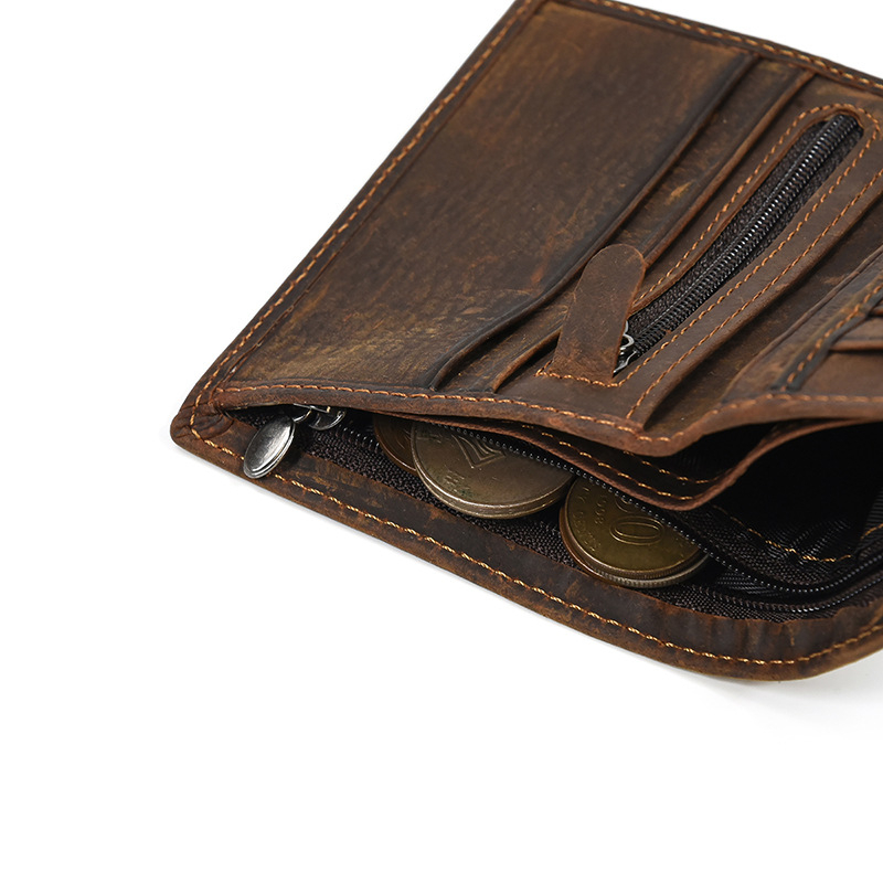 Ví nam da bò, bóp dáng đứng da bò sáp cao cấp handmade VD2 - Rockcow