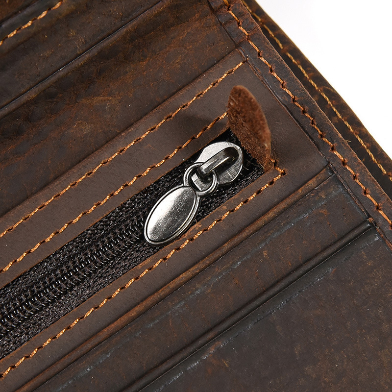 Ví nam da bò, bóp dáng đứng da bò sáp cao cấp handmade VD2 - Rockcow