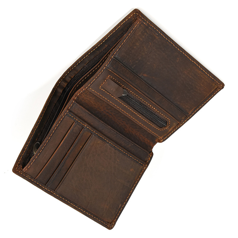 Ví nam da bò, bóp dáng đứng da bò sáp cao cấp handmade VD2 - Rockcow