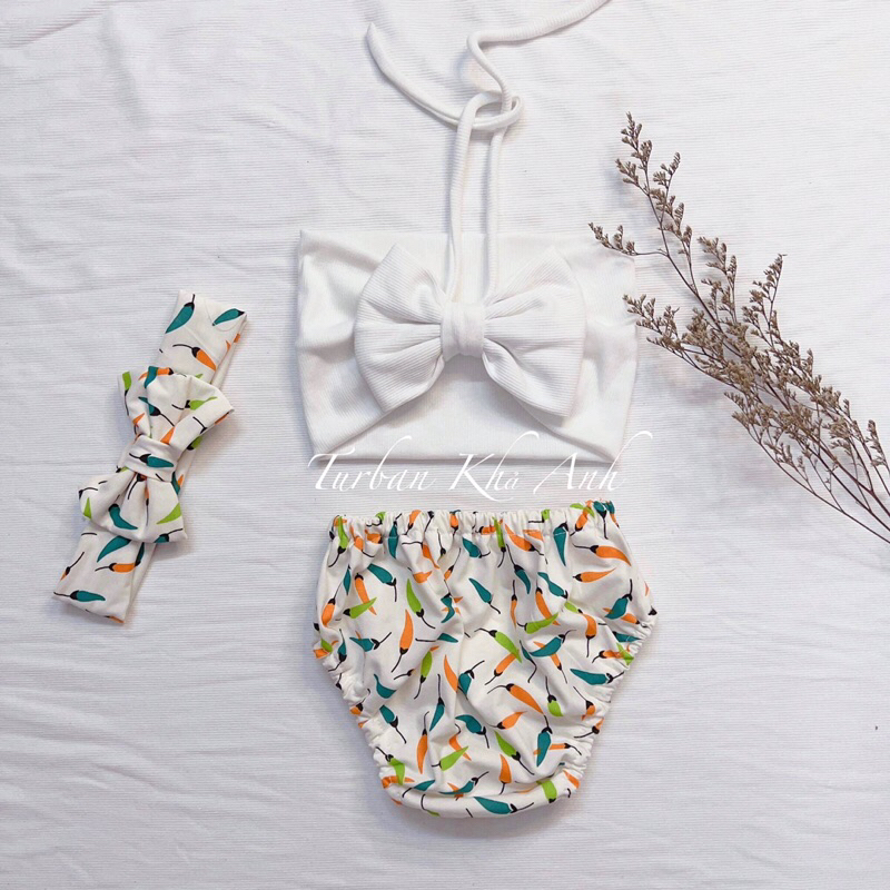 Đồ bơi đi biển cho bé kèm turban xinh