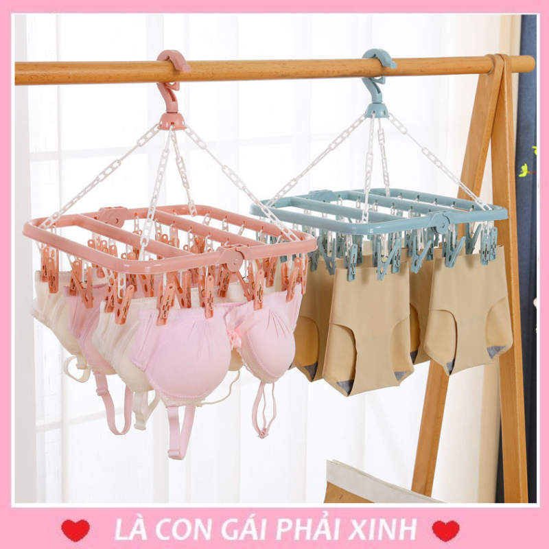 Móc chùm 32 kẹp treo quần áo, đồ lót, tất vớ…. đa năng, chất liệu nhựa cao cấp, thiết kế gọn nhẹ tiết kiệm diện tích