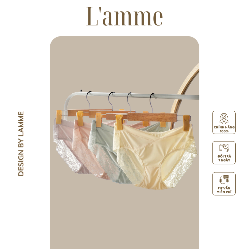 Quần lót bầu set ren lụa, 1 set 4 chiếc, mát nhẹ thoáng khí cho các mẹ bầu sản phẩm của LAMME