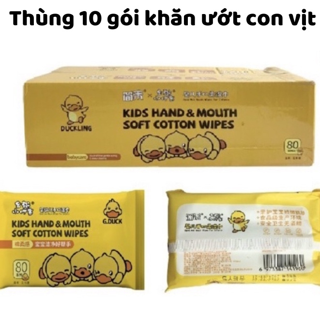Thùng 10 gói khăn ướt đa năng vịt vàng  nội địa Trung mềm mịn siêu hot